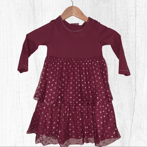 Hanna Andersson Other - Hanna Andersson Burgundy & Silver Dress Sz 4